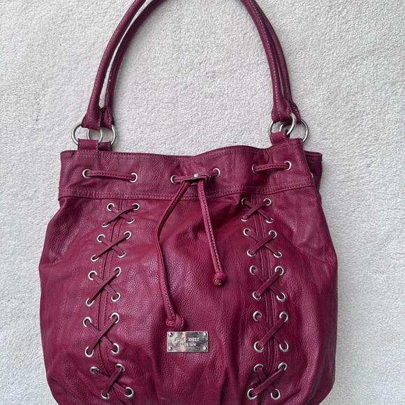 Nine West Wine Lace-Up Shoulder Bag - Picture 1 of 8